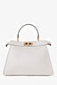 Fendi White Calfskin Medium Peekaboo Bag with Strap