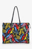 Salvatore Ferragam Black/Multicolour Canvas Shoe Printed Shopping Tote