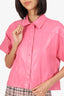 Alice & Olivia Pink Faux Leather Short Sleeve Top Size M