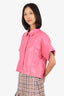 Alice & Olivia Pink Faux Leather Short Sleeve Top Size M