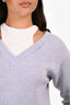 T by Alexander Wang Light Blue Merino Wool V Neck Sweater Size S