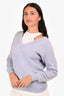 T by Alexander Wang Light Blue Merino Wool V Neck Sweater Size S