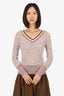 Veronica Beard White/Brown Zinya Crochet-knit Sweater Size XS