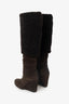 Prada Brown Suede Shearling Wedge Boots Size 36