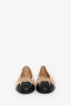 Pre-Loved Chanel™ Beige Black Cap Toe CC Ballet Flats Size 40