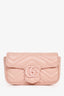 Gucci Perfect Pink Leather Chevron Quilted Super Mini GG Marmont Belt Bag