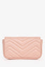 Gucci Perfect Pink Leather Chevron Quilted Super Mini GG Marmont Belt Bag