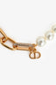 Christian Dior Gold Tone Metal/Faux Pearl CD Choker