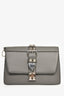 Prada Grey Leather Crossbody Bag with Black Leather Studded Detachable Strap