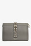 Prada Grey Leather Crossbody Bag with Black Leather Studded Detachable Strap