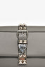 Prada Grey Leather Crossbody Bag with Black Leather Studded Detachable Strap
