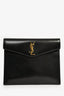 Saint Laurent Black Leather Evening Envelope Clutch