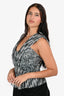 Isabel Marant Grey/Black Silk Sleeveless Peplum Top Size FR 38