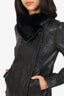 Rudsak Black Leather Rabbit Fur Jacket Size S
