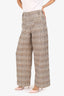 Maje Brown/Gold Metallic Tweed Wide Leg Pants Size 10