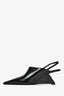 Prada Black Leather Slingback Wedges Size 37.5