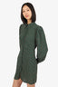Ganni Green/Brown Check Button Down Dress Size 38