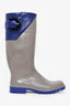 Kenzo Taupe/Purple Rubber/Leather Buckle Detail Rain Boots Size 35
