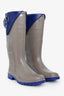 Kenzo Taupe/Purple Rubber/Leather Buckle Detail Rain Boots Size 35