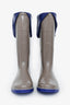Kenzo Taupe/Purple Rubber/Leather Buckle Detail Rain Boots Size 35