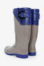 Kenzo Taupe/Purple Rubber/Leather Buckle Detail Rain Boots Size 35