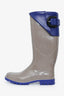Kenzo Taupe/Purple Rubber/Leather Buckle Detail Rain Boots Size 35