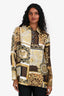 Versace Brown/Yellow Silk Baroque Print Button Down Shirt Size 38