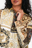 Versace Brown/Yellow Silk Baroque Print Button Down Shirt Size 38