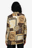 Versace Brown/Yellow Silk Baroque Print Button Down Shirt Size 38
