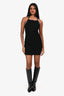 Alexander Wang Black Flitted Logo Strap Mini Dress Size XS