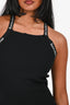 Alexander Wang Black Flitted Logo Strap Mini Dress Size XS