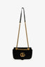Gucci Black Velvet GG Marmont Small Shoulder Bag