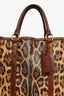Dolce & Gabbana Brown Leopard Print Coated Canvas and Leather Shopper Tote