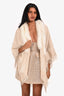 Gucci Beige Fox Fur Trim Shawl