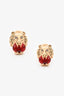 Gucci 18K Yellow Gold/Fire Opal/Diamond Set Lion Head Earrings