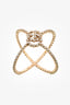 Gucci 18K Yellow Gold Diamond Set GG Running X Ring