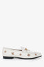 Gucci White/Gold Leather Bee Embroidered Jordan Loafers Size 42