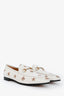 Gucci White/Gold Leather Bee Embroidered Jordan Loafers Size 42