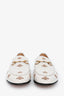 Gucci White/Gold Leather Bee Embroidered Jordan Loafers Size 42