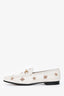 Gucci White/Gold Leather Bee Embroidered Jordan Loafers Size 42