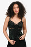 Dolce & Gabbana Green/Black Leopard Print Lace Trim Sleeveless Top Estimated Size S