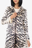 Celine White/Black Silk Zebra Printed Single Breasted Coat Size 38