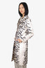 Celine White/Black Silk Zebra Printed Single Breasted Coat Size 38