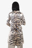 Celine White/Black Silk Zebra Printed Single Breasted Coat Size 38