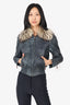 Versace Black Leather Fox Fur Bomber Jacket Size 38