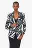 Redemption Black/White Metallic Zebra Printed Blazer Size 40