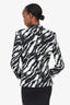 Redemption Black/White Metallic Zebra Printed Blazer Size 40