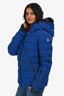 Moncler Grenoble Blue/Red Faux Fur Hooded Chena Guibbotto Down Jacket Size 3