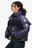 Moncler Grenoble Purple/Blue Pourri Giubbotto Fringe Detail Down Jacket Size 1
