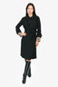 Burberry London Black Silk Long Belted Coat Size 4
